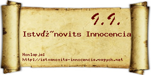 Istvánovits Innocencia névjegykártya